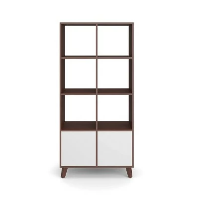66" High Modern Cube Bookcase - HON BASYX Walnut 4 66" High Modern Cube Bookcase - HON BASYX Walnut - Image 2
