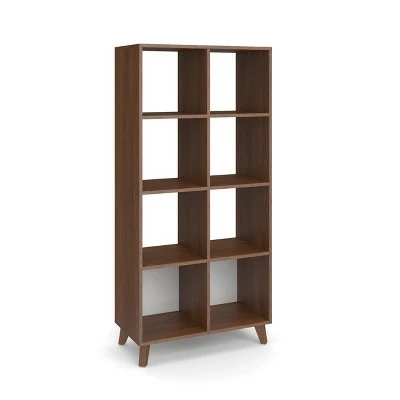 66" High Modern Cube Bookcase - HON BASYX Walnut 8 66" High Modern Cube Bookcase - HON BASYX Walnut - Image 6