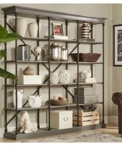 84" Belvidere 5 Shelf Wide Bookshelf - Inspire Q Ivory White -Bookshelves Sales Shop unnamed file 5424