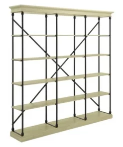 84" Belvidere 5 Shelf Wide Bookshelf - Inspire Q Ivory White -Bookshelves Sales Shop unnamed file 5427