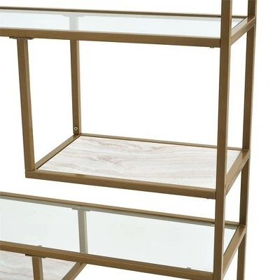 72" EOS Geometric Bookshelf Etagere Brass - Dorel Living 4 72" EOS Geometric Bookshelf Etagere Brass - Dorel Living - Image 2