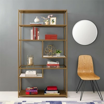 72" EOS Geometric Bookshelf Etagere Brass - Dorel Living 5 72" EOS Geometric Bookshelf Etagere Brass - Dorel Living - Image 3