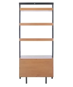 71.96" Vlad 3 Shelves and 1 Door Etagere Natural/Charcoal - Safavieh -Bookshelves Sales Shop unnamed file 5453