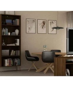 Rockefeller 5 Shelf Bookcase - Manhattan Comfort Tatiana Midnight Blue