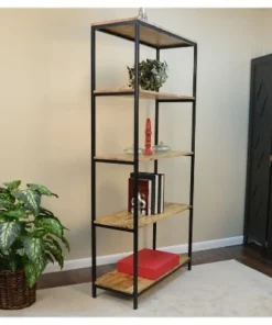 Carolina Cottage 72" Flynn Tall Bookcase Natural/Black - Carolina Chair and Table