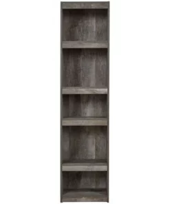 71.97" 5 Tier Wooden Pier with Adjustable Shelves - Benzara Gray