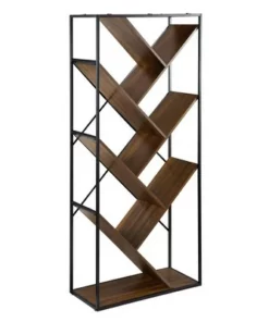 68" Anti Gravity Inverted V Bookshelf - Saracina Home Dark Walnut