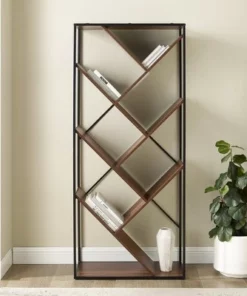 68" Anti Gravity Inverted V Bookshelf - Saracina Home Dark Walnut -Bookshelves Sales Shop unnamed file 5530