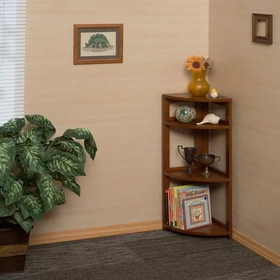 Cakewalk High Corner Folding Bookcase - Regency Cherry 6 Cakewalk High Corner Folding Bookcase - Regency Cherry - Image 5