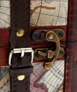 Okuna Outpost Wooden Travel Wine Bottle Box for Storage, World Map Design, 11 x 8.5 x 9.8 in. -Bookshelves Sales Shop unnamed file 5554