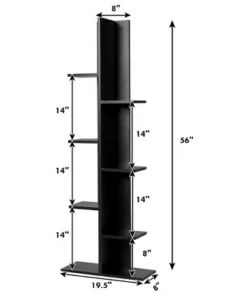 Costway 7-Tier Bookshelf Bookcase Plant Display Shelf Rack Storage Holder Wooden Black