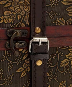 Okuna Outpost Wooden 4 Bottles Travel Wine for Storage Storage Bar Accessory, Flower Pattern, 8 x 8.5 x 13.8 in. -Bookshelves Sales Shop unnamed file 5561