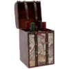 Okuna Outpost Wooden 4 Bottles Travel Wine for Storage Bar Accessory, World Map Design, 8. x 8.5 x 13.8 in.