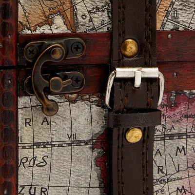 Okuna Outpost Wooden 4 Bottles Travel Wine for Storage Bar Accessory, World Map Design, 8. x 8.5 x 13.8 in. 5 Okuna Outpost Wooden 4 Bottles Travel Wine for Storage Bar Accessory, World Map Design, 8. x 8.5 x 13.8 in. - Image 3