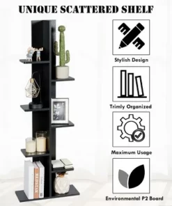 Costway 7-Tier Bookshelf Bookcase Plant Display Shelf Rack Storage Holder Wooden Black -Bookshelves Sales Shop unnamed file 562