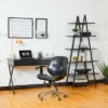 Modern Industry Metal/Wooden 5 Tier 'A' Frame Bookcase and Shelves - Glitzhome Black