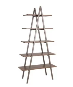 Modern Industry Metal/Wooden 5 Tier 'A' Frame Bookcase and Shelves - Glitzhome Black -Bookshelves Sales Shop unnamed file 577
