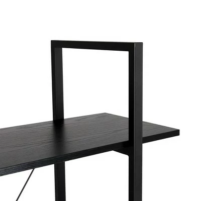 Modern Industry Metal/Wooden 4 Tier Bookcase with Shelves - Glitzhome Black 8 Modern Industry Metal/Wooden 4 Tier Bookcase with Shelves - Glitzhome Black - Image 6