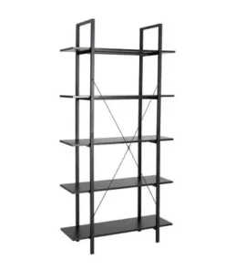 Modern Industry Metal/Wooden 5 Tier Bookcase and Shelves - Glitzhome Black -Bookshelves Sales Shop unnamed file 597