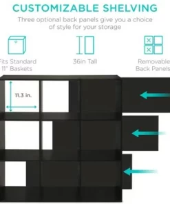 Best Choice Products 9-Cube Bookshelf, Display Storage System, Compartment Organizer w/ 3 Removable Back Panels - Black