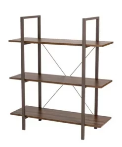 Modern Industry Metal/Wooden 3 Tier Bookcase with Shelves - Glitzhome Walnut -Bookshelves Sales Shop unnamed file 612