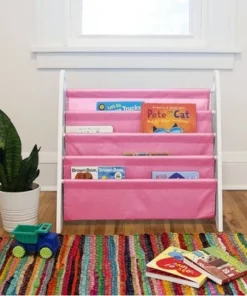 Modern Sling Bookshelf White/Pink - WildKin
