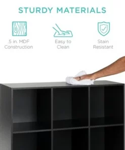 Best Choice Products 9-Cube Bookshelf, Display Storage System, Compartment Organizer w/ 3 Removable Back Panels - Black -Bookshelves Sales Shop unnamed file 63