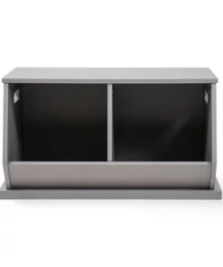 Wood Toy Storage Cubby and Kids' Bookcase Gray - Humble Crew