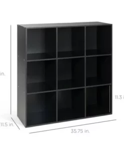 Best Choice Products 9-Cube Bookshelf, Display Storage System, Compartment Organizer w/ 3 Removable Back Panels - Black -Bookshelves Sales Shop unnamed file 65