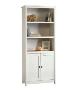 71" Cottage Road Library with Doors Soft White - Sauder
