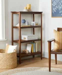 Hearth & Hand W/Magnolia Furniture Wood & Cane Tall 4-Shelf Bookcase - Hearth & Hand™ with Magnolia Black
