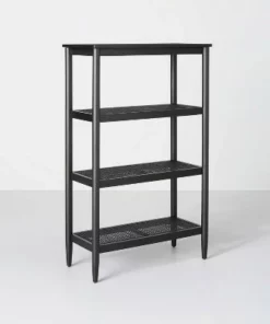 Hearth & Hand W/Magnolia Furniture Wood & Cane Tall 4-Shelf Bookcase - Hearth & Hand™ with Magnolia Black -Bookshelves Sales Shop unnamed file 692