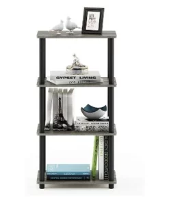 Furinno Turn-N-Tube 4 Tier Wooden PVC Corner Display Shelf and Bookcase for Living Room, Dining Room, Bedroom, and Office Spaces, French Oak Grey -Bookshelves Sales Shop unnamed file 707