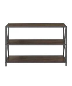 25.62" X Frame Metal and Wood Media Bookshelf - Saracina Home Barnwood -Bookshelves Sales Shop unnamed file 719