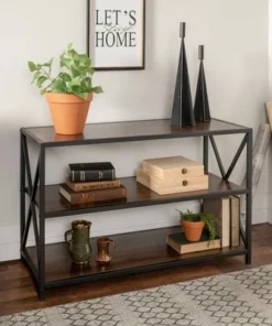 25.62" X Frame Metal and Wood Media Bookshelf - Saracina Home Barnwood -Bookshelves Sales Shop unnamed file 720