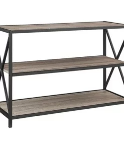 25.62" X Frame Metal and Wood Media Bookshelf - Saracina Home Barnwood -Bookshelves Sales Shop unnamed file 723