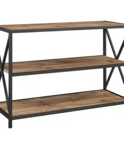 25.62" X Frame Metal and Wood Media Bookshelf - Saracina Home Barnwood -Bookshelves Sales Shop unnamed file 724