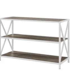 25.62" X Frame Metal and Wood Media Bookshelf - Saracina Home Barnwood -Bookshelves Sales Shop unnamed file 725