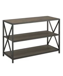25.62" X Frame Metal and Wood Media Bookshelf - Saracina Home Barnwood -Bookshelves Sales Shop unnamed file 726