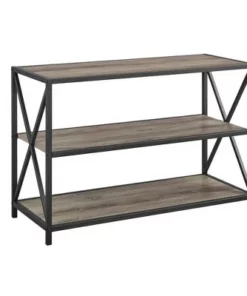 25.62" X Frame Metal and Wood Media Bookshelf - Saracina Home Barnwood -Bookshelves Sales Shop unnamed file 727