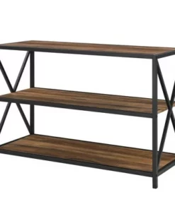 25.62" X Frame Metal and Wood Media Bookshelf - Saracina Home Barnwood -Bookshelves Sales Shop unnamed file 728