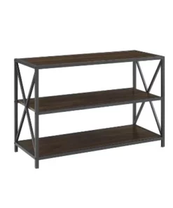 25.62" X Frame Metal and Wood Media Bookshelf - Saracina Home Barnwood -Bookshelves Sales Shop unnamed file 729