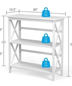 Costway 3-Tier Bookshelf Wooden Open Storage Bookcase for Home Office WhiteBlackCoffeeNatural
