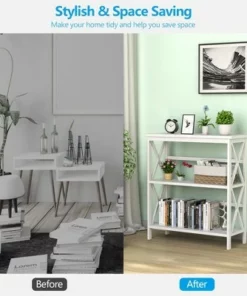 Costway 3-Tier Bookshelf Wooden Open Storage Bookcase for Home Office WhiteBlackCoffeeNatural -Bookshelves Sales Shop unnamed file 784