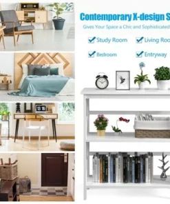 Costway 3-Tier Bookshelf Wooden Open Storage Bookcase for Home Office WhiteBlackCoffeeNatural -Bookshelves Sales Shop unnamed file 785