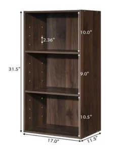 Costway 3 Open Shelf Bookcase Modern Multi-functional Storage Display Cabinet Walnut