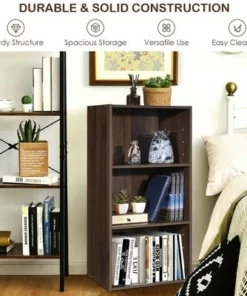 Costway 3 Open Shelf Bookcase Modern Multi-functional Storage Display Cabinet Walnut -Bookshelves Sales Shop unnamed file 81