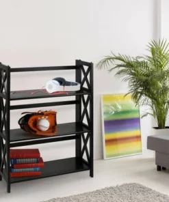 3 Shelf X Design Folding Bookcase - Flora Home Black -Bookshelves Sales Shop unnamed file 813
