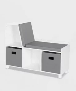 RiverRidge Home Kids' Book Nook Collection Cubby Storage Bench with 2 Bins - RiverRidge Gray -Bookshelves Sales Shop unnamed file 825