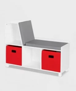 RiverRidge Home Kids' Book Nook Collection Cubby Storage Bench with 2 Bins - RiverRidge Gray -Bookshelves Sales Shop unnamed file 827